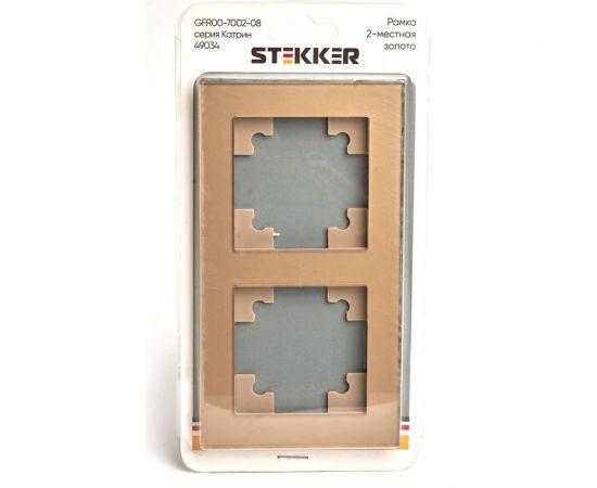 Горизонтальная 2-местная рамка STEKKER GFR00-7002-08, серия Катрин, золото 49034 – изображение 10