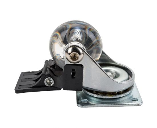 Колесо ПУ прозрачное поворотное с тормозом 35 мм СИБРТЕХ 68736 