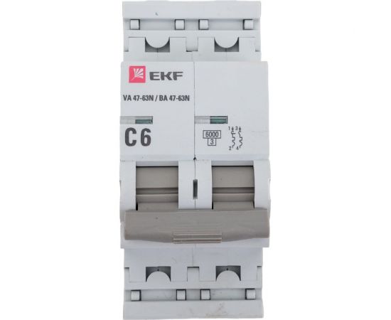 Автоматический выключатель EKF 2P 6А (C) 6кА ВА 47-63N PROxima M636206C 