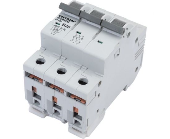 Автоматический выключатель СВЕТОЗАР ПРЕМИУМ 3-полюсный, 20 A, B, откл. сп. 6 кА, 400 В SV-49013-20-B 