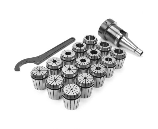 Патрон цанговый 30 с набором цанг ER40 15 шт, 3-26 мм Micron 108074 