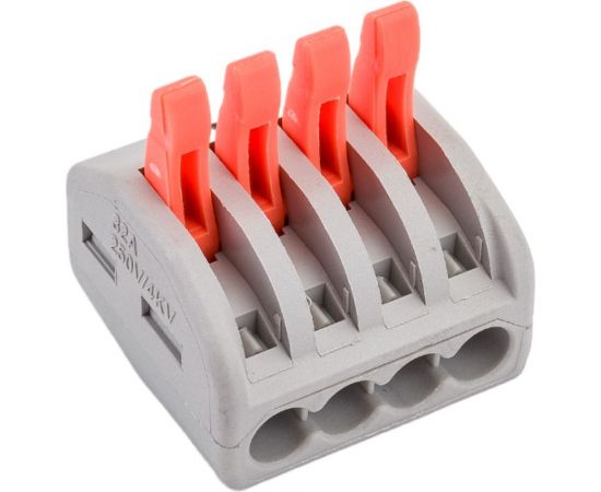 Строительно-монтажная клемма ЕТР смк 222-414 с рычагом, 4 отверстия 0,08-2,5 мм2, 5 шт/уп 40439 – изображение 2