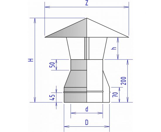 Зонт ФЕНИКС Дымоходы 2Z 150, 430 0.5, 250, 430 000000305 – изображение 2