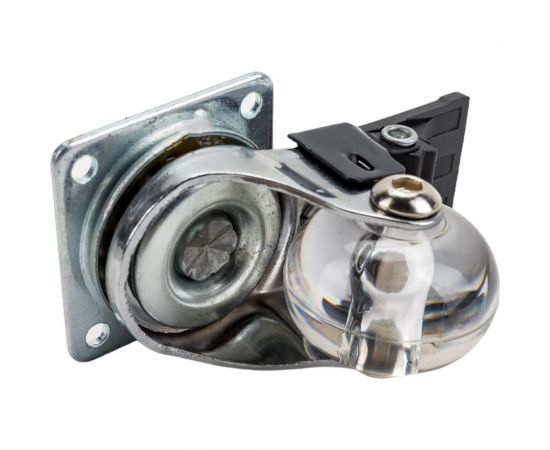 Колесо ПУ прозрачное поворотное с тормозом 35 мм СИБРТЕХ 68736 – изображение 2