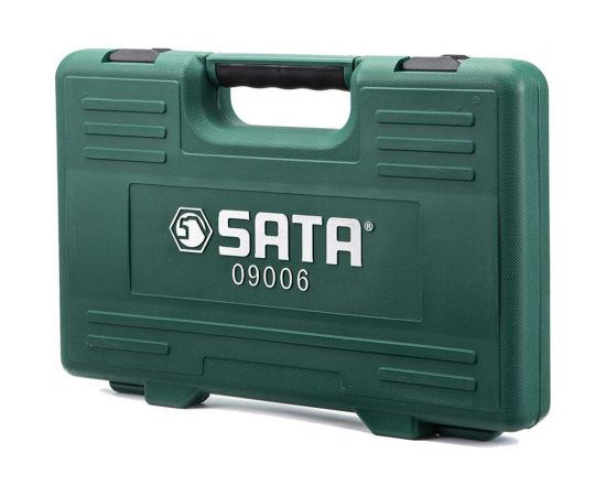 Набор торцевых головок с принадлежностями Sata 46пр, метричесие и дюймовые, пластик кейс 9006 – изображение 3