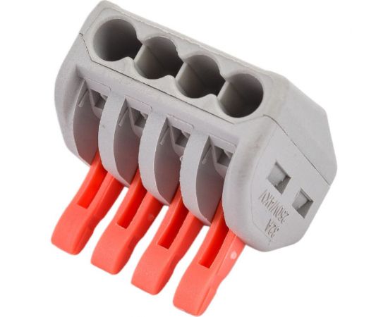 Строительно-монтажная клемма ЕТР смк 222-414 с рычагом, 4 отверстия 0,08-2,5 мм2, 5 шт/уп 40439 – изображение 3