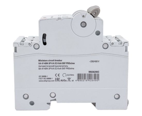 Автоматический выключатель EKF 2P 6А (C) 6кА ВА 47-63N PROxima M636206C – изображение 4