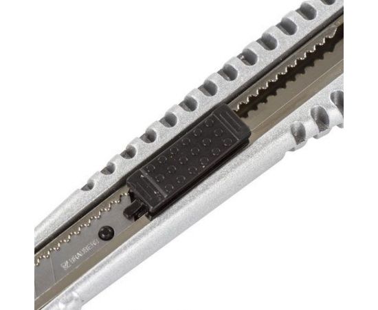Универсальный нож BRAUBERG Metallic 9 мм, металлический корпус, рифленый, автофиксатор, блистер 236971 – изображение 7