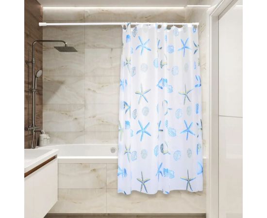Штора для ванной Сантис peva pv-106 (абстракция морские звезды синие) 54 gsm 180x180 см 006408 