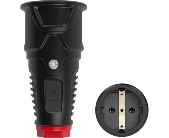 Розетка кабельная PCE 16A 220V 2P+E IP20 корпус черный, маркер красный 2520-sr 