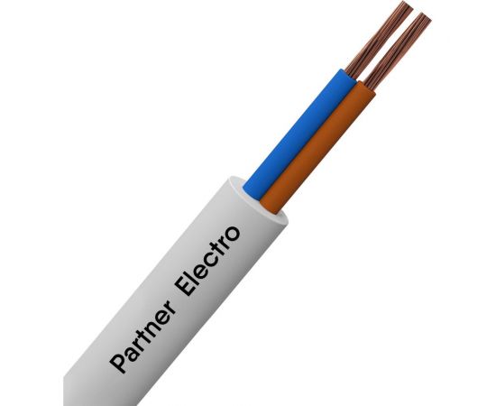 Провод Партнер-электро ПВСнгА-LS 2x1,5, ГОСТ, белый, 100м P021G-02N05MC-B100WT 