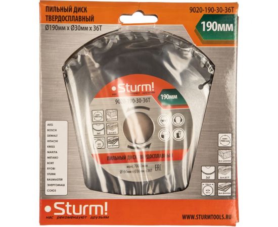 Диск пильный по дереву (190х30 мм; 36T) Sturm 9020-190-30-36T 