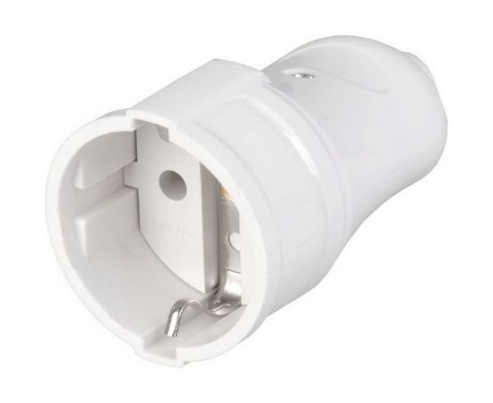 Кабельная разборная прямая розетка АБК-СИЛА с заземлением 16А 220В белая 1 шт 2902003 