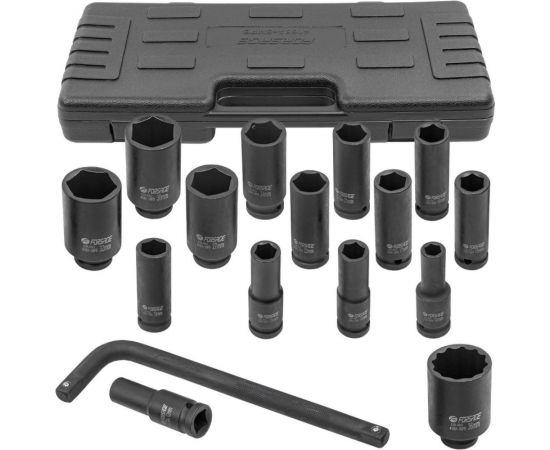 Набор глубоких ударных головок с Г-образным воротком Forsage f-4166a-5mpb 1/2. в кейсе 54602 