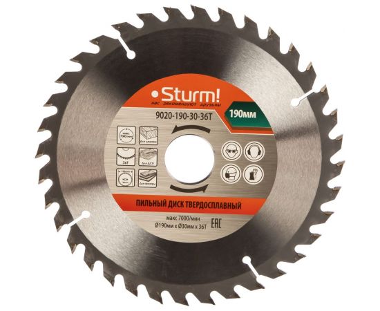 Диск пильный по дереву (190х30 мм; 36T) Sturm 9020-190-30-36T – изображение 2