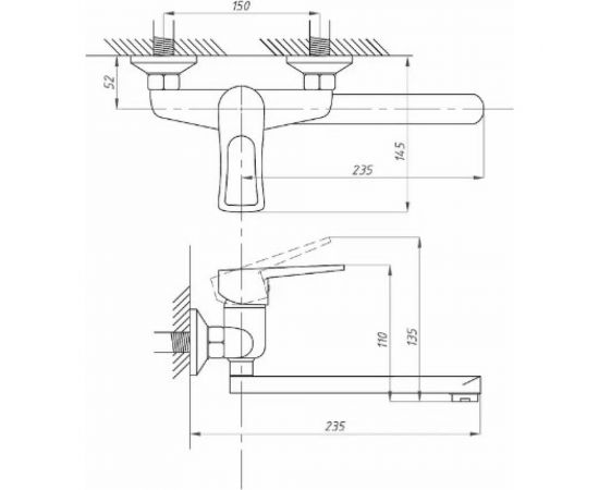 Смеситель для кухни ПРОФСАН ПСМ настенный тип ГОСТ См-МОНА и См-УмОНА PSM-508-017 – изображение 2