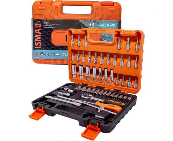 Набор инструмента ISMA 1/4, 6-гран., 4-14 мм, головки глубокие 6-14 мм, 53 предмета ISMA-2531-5EURO(51108) – изображение 2