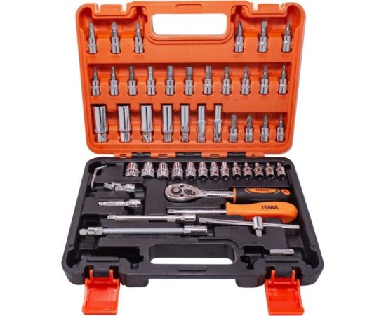 Набор инструмента ISMA 1/4, 6-гран., 4-14 мм, головки глубокие 6-14 мм, 53 предмета ISMA-2531-5EURO(51108) – изображение 3