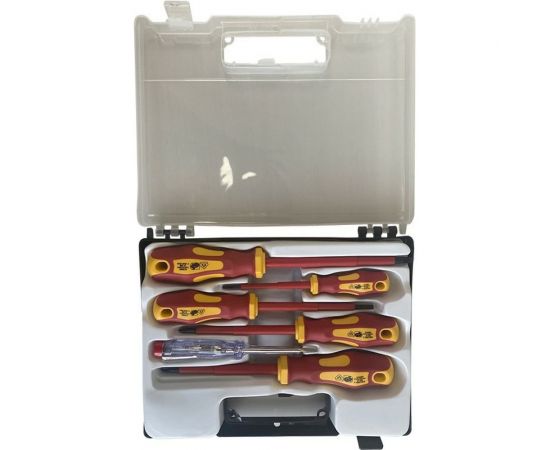 Набор изолированных отверток BIST в пластиковом кейсе 6 шт.Cr-V, VDE, SL 0.5x3.0x75 BWD543C – изображение 3