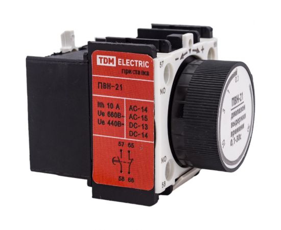 Приставка выдержки времени TDM ПВН-21 отключение, 0,1-30 сек 1з+1р SQ0708-0035 – изображение 3