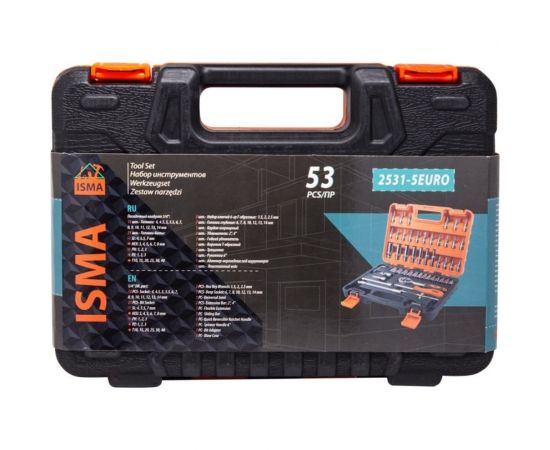 Набор инструмента ISMA 1/4, 6-гран., 4-14 мм, головки глубокие 6-14 мм, 53 предмета ISMA-2531-5EURO(51108) – изображение 4