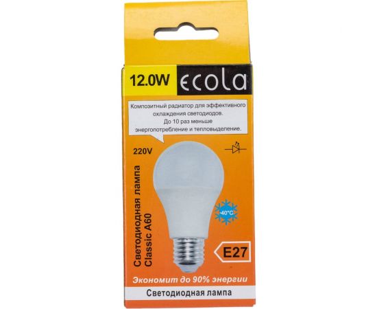 Светодиодная лампа Ecola classic LED 12,0W A60 220-240V E27 2700K композит 110x60 D7RW12ELC – изображение 4