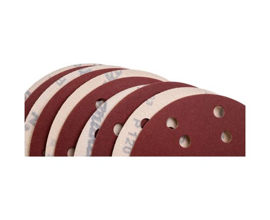 Диск шлифовальный D150 мм, A120, 10 шт, 8 отверстий, коричневый Makita D-54623 – изображение 4