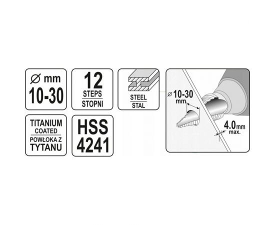 Сверло по металлу ступенчатое 10-30 мм YATO YT-44746 – изображение 4