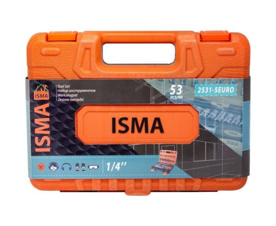 Набор инструмента ISMA 1/4, 6-гран., 4-14 мм, головки глубокие 6-14 мм, 53 предмета ISMA-2531-5EURO(51108) – изображение 5