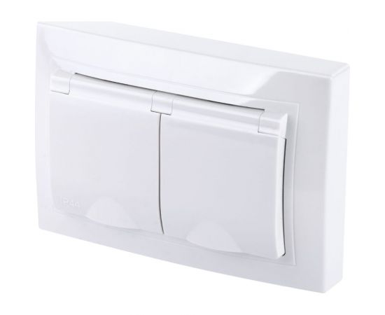 Двойная розетка TDM 2П+З с защитными шторками и крышкой 16А 250В IP44 белая Таймыр SQ1814-0076 – изображение 7