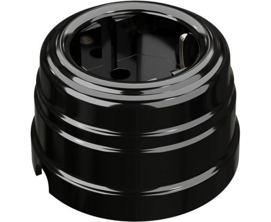 Розетка МЕЗОНИНЪ пластиковая с заземляющим контактом, цвет - черный GE30301-05 