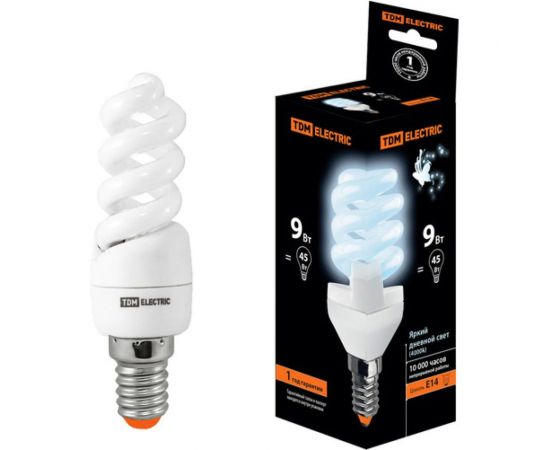 Энергосберегающая лампа TDM КЛЛ-FSТ2-9 Вт-4000 К–Е14, 32x99 мм SQ0323-0056 