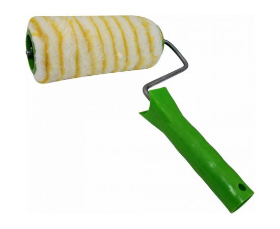Валик в сборе ON желтая полоска со швом, искусственный мех, ворс 14 мм, 150х48 мм, бюгель 6 мм 02-02-441 