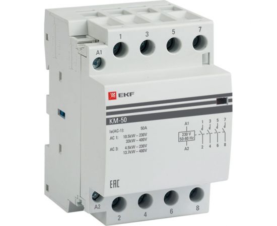 Модульный контактор EKF КМ, 50А 3п 220В 4но km-3-50-40 