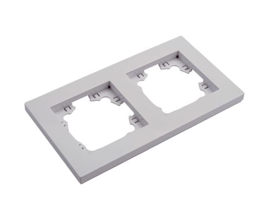 Двухместная горизонтальная рамка UNIVersal серия афина белая еврослот A0044 