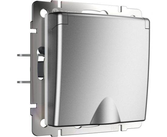 Влагозащищенная розетка WERKEL с зазем. с защит. крышкой и шторками серебряный матовый a063614 