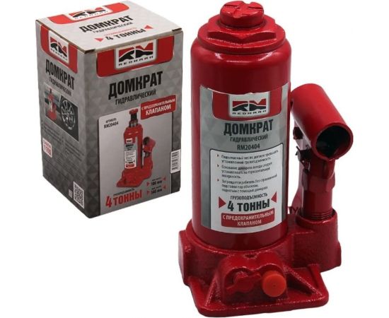 Гидравлический домкрат REDMARK 4 т, с перепускным клапаном, высота мин/макс 180/340 мм RM20404 