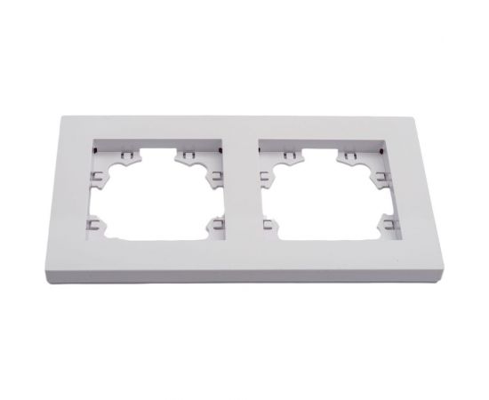 Двухместная горизонтальная рамка UNIVersal серия афина белая еврослот A0044 – изображение 2