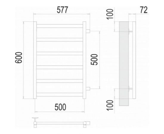 Полотенцесушитель Terminus Аврора П6 500x600 бп500 4670078529886 – изображение 3