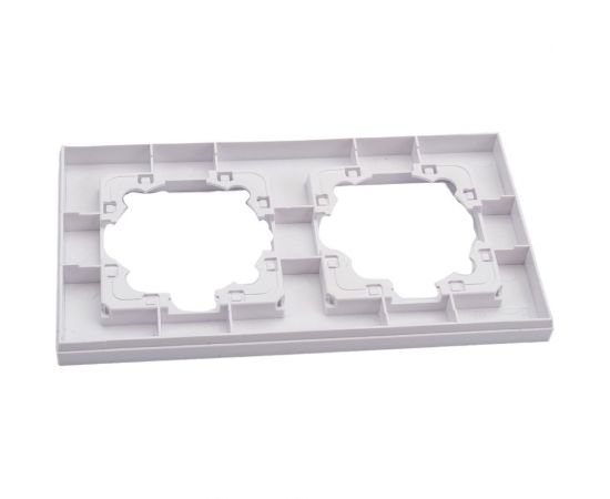Двухместная горизонтальная рамка UNIVersal серия афина белая еврослот A0044 – изображение 3
