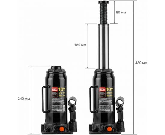 Гидравлический бутылочный домкрат 10 т Auto STARTUL ST8019-10 – изображение 4