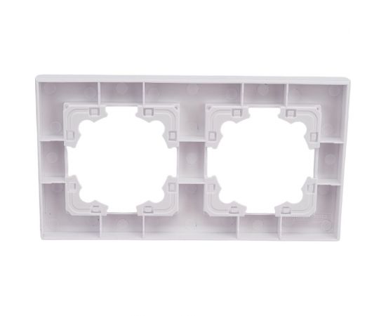 Двухместная горизонтальная рамка UNIVersal серия афина белая еврослот A0044 – изображение 4