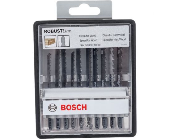 Набор пилок по дереву Robust Line U хвостовик 10 шт Bosch 2607010540 