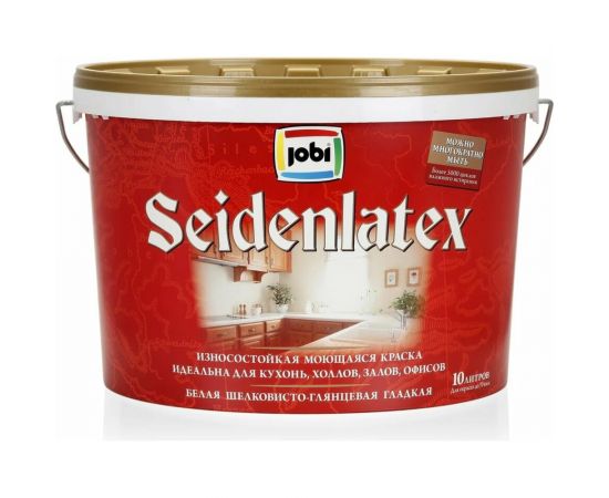Износостойкая краска для стен и потолков JOBI SEIDENLATEX 10 л 11910 