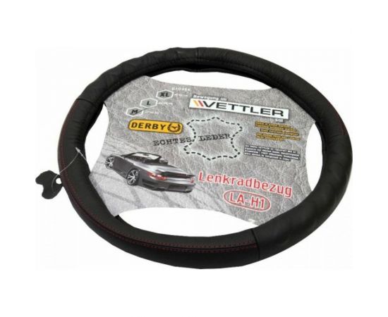 Оплетка на руль VETTLER DERBY M 37-38 см, 2108-15, натуральная кожа, Черный MLAH1black 