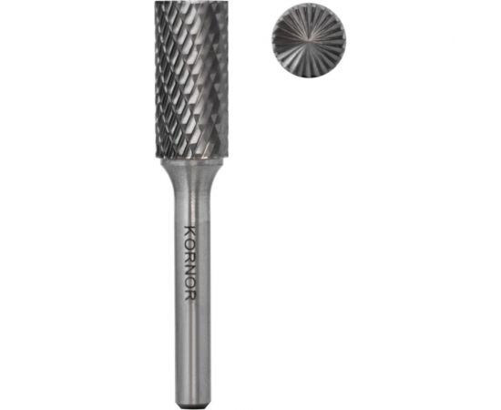 Борфреза цилиндрическая с торцом (тип B; 12х25 мм, хвостовик 6 мм) KORNOR 322122506 