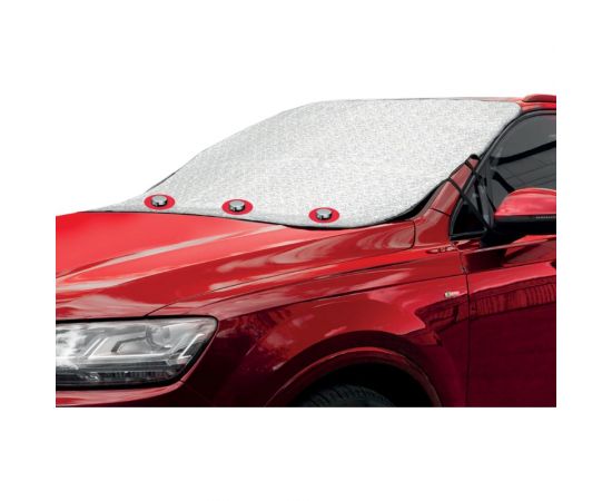 Всесезонный защитный чехол на лобовое стекло автомобиля AUTOPROFI 187x128 см, прочный трехслойный материал: фольгированный полиэтилен (PE), слой синтетического полимерного материала AUTOPROF 