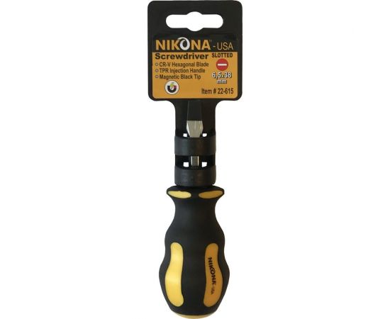 Отвертка NIKONA плоская шлицевая, Cr-V, SL 6,5x45 мм, шестигранная 22-615 