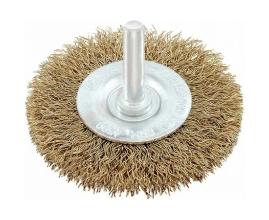 Щетка плоская (100 мм, со шпилькой, латун. витая проволка) для дрели BEOROL 245859 