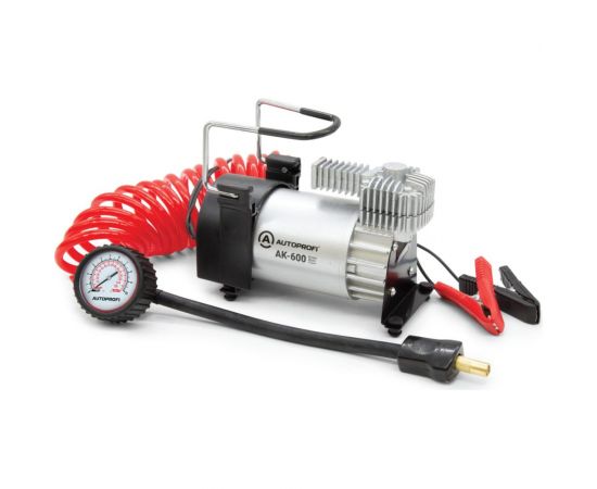 Воздушный компрессор AUTOPROFI 60 л./мин., 12v/23a, 280w, шланг 3 м., шнур питания 3 м., питание от акб, клапан для регулир. давления, набор из 4-х переходников для надувн. изделий, сумка AK 